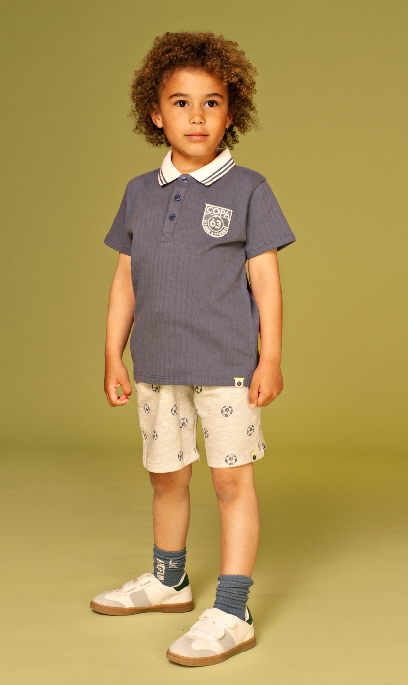 Babyface Stains & Stories Kurzarm Polo Shirt in Marineblau - Fußball Schick