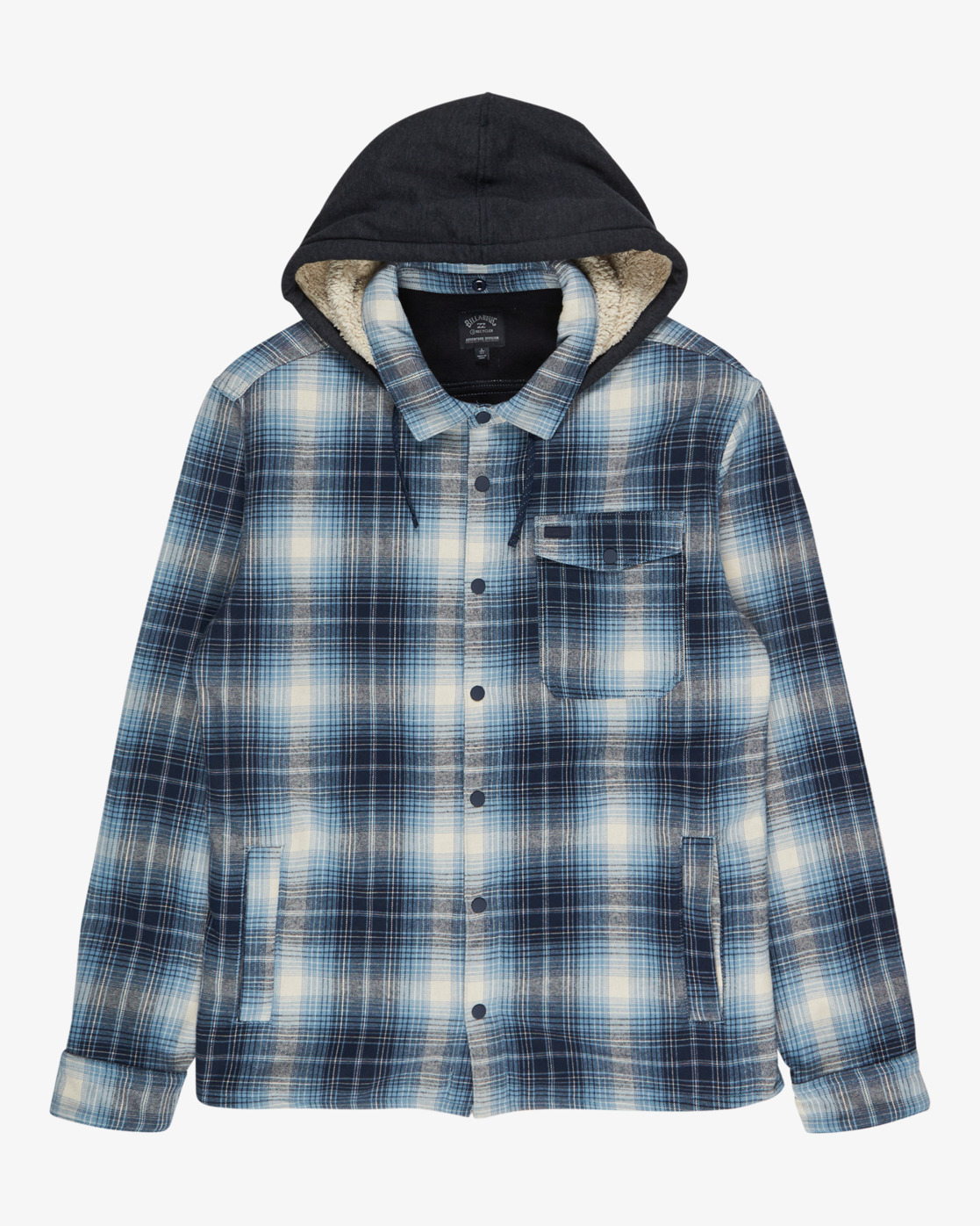 Billabong Furnace Bonded Flannel in Blau - Fleecehemd mit Kapuze für Männer
