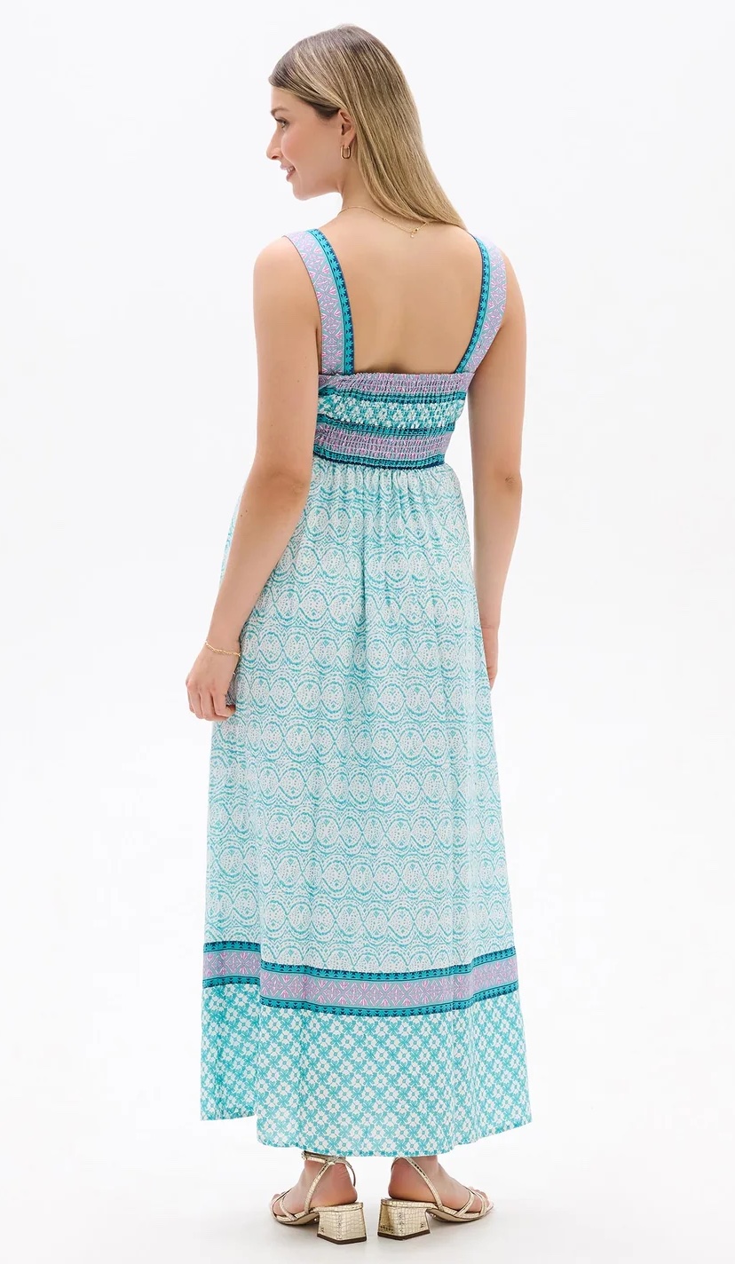 Hatley Olivia Sundress Lattice Flower Kleid in Mint & Blau 