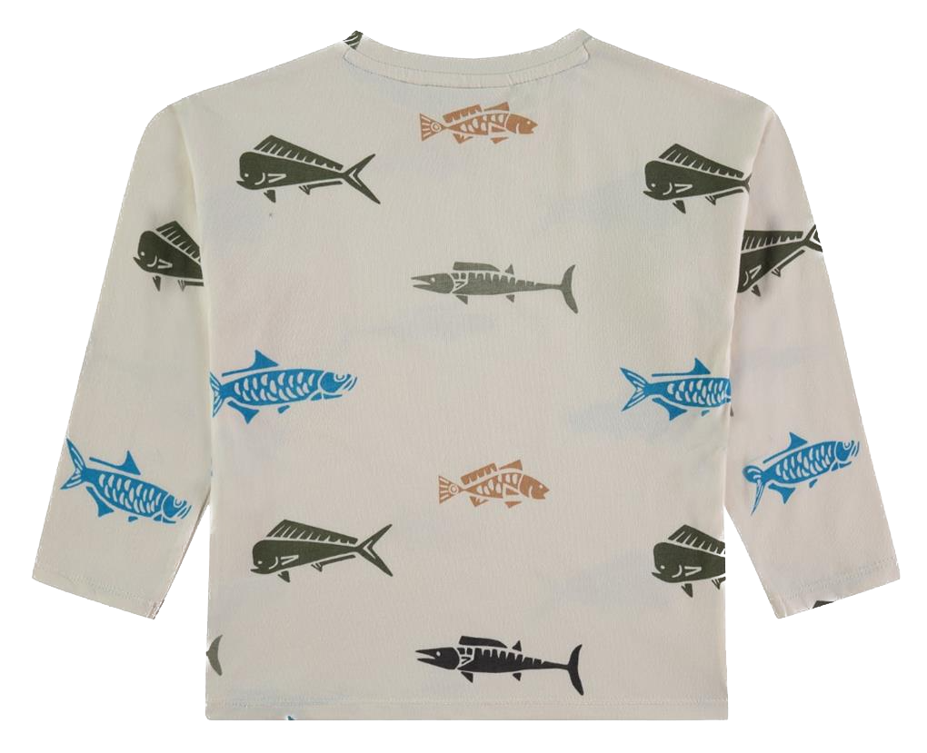 Babyface Stains & Stories Jungs langarm Oberteil in off white - Fisch - SALE