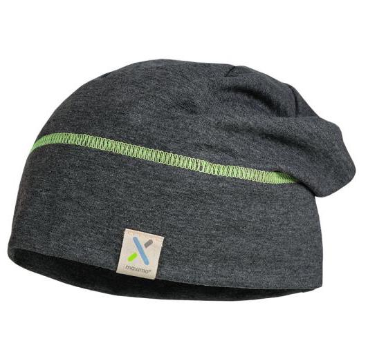 Maximo Jersey Beanie Mütze - Grau Uni mit Kontrastnaht & UV 50