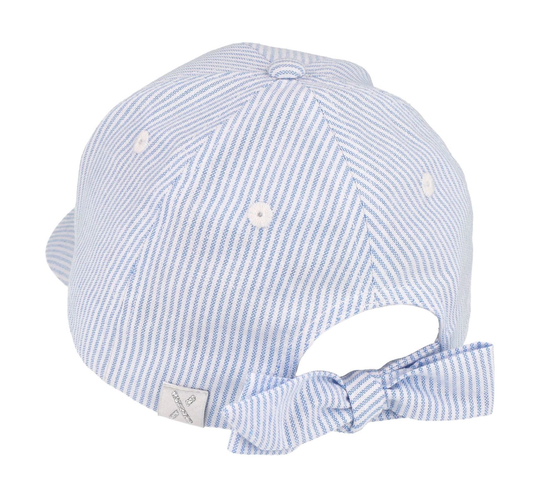 Maximo Cap Hellblau Gestreift mit Schleife Hinten & Rosa Seestern Gestickt