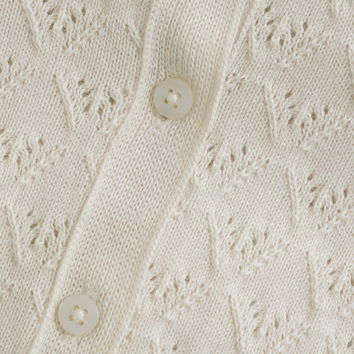 Minymo Baby Cardigan Strickjacke mit Lochmuster in White Swan Creme