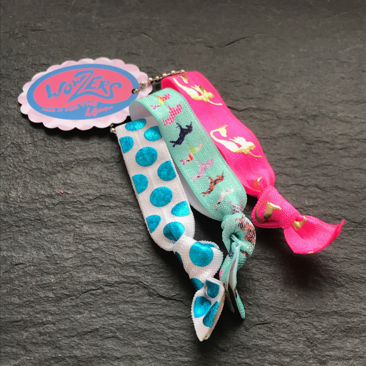 Wowzers Hair Ties Set von 3 Armbänder / Haargummi - Bunte Einhörner