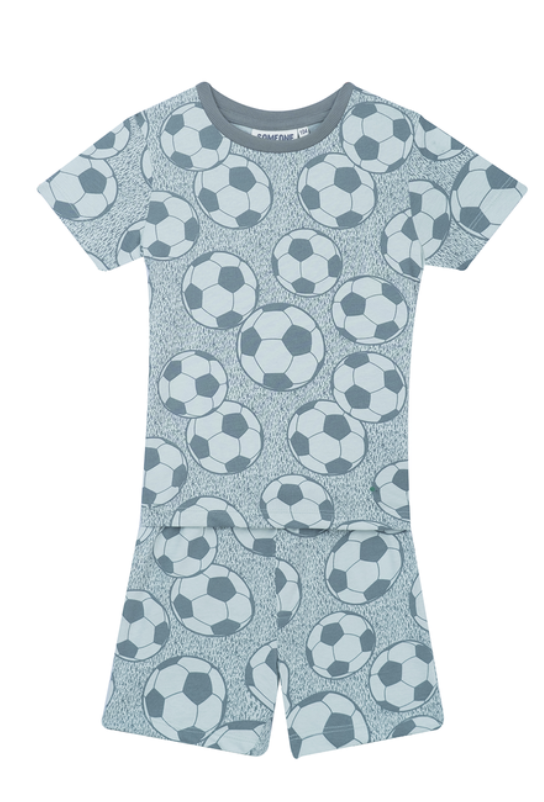 Someone Dweep Kurze Pyjama Set in Soft Blau - Fußball Someone Dweep Kurze Pyjama Set in Soft Blau - Fußball