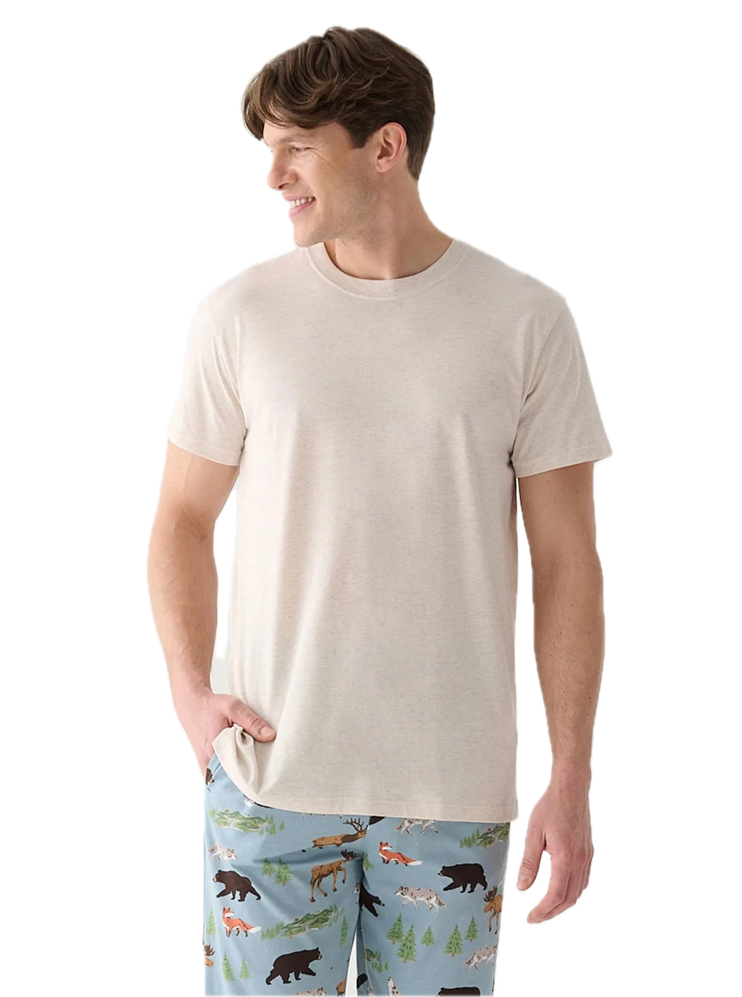 Little Blue House Wilderness Moose T-Shirt für Herren in Creme - Elch