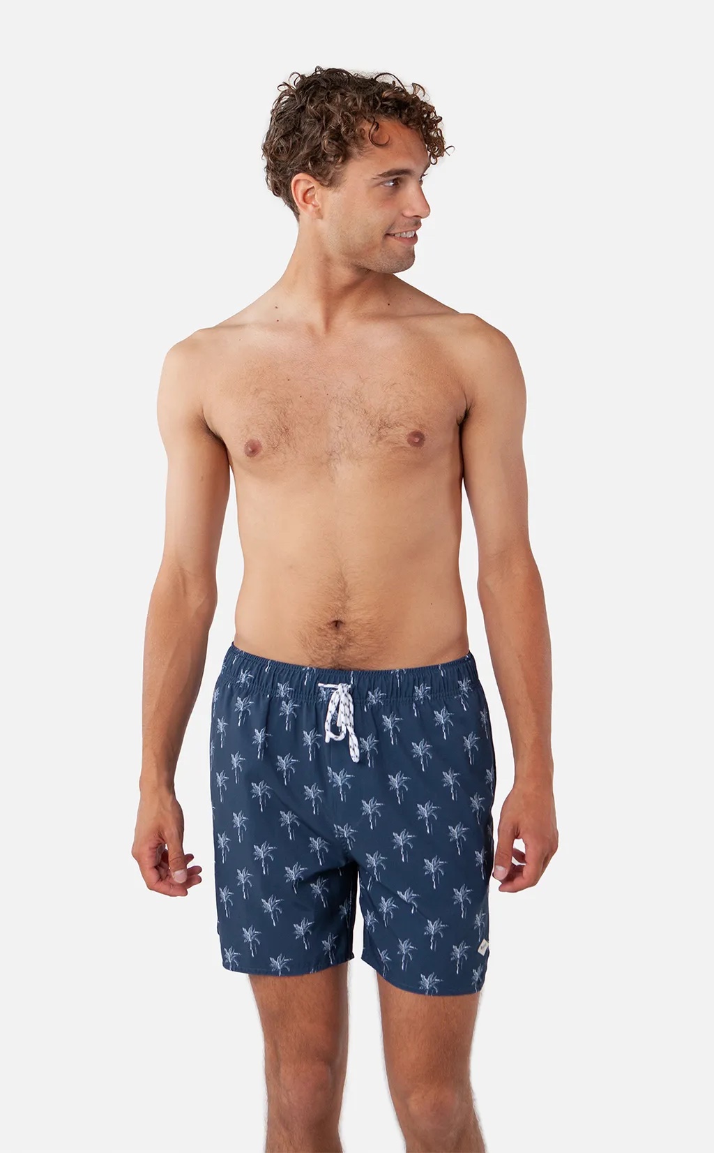 Barts Bernadou Badeshorts in Navy Blau mit Palmen Allover