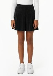 Blue Effect Cord Rock Tennis Skirt aus weichem Velours Jersey in Schwarz
