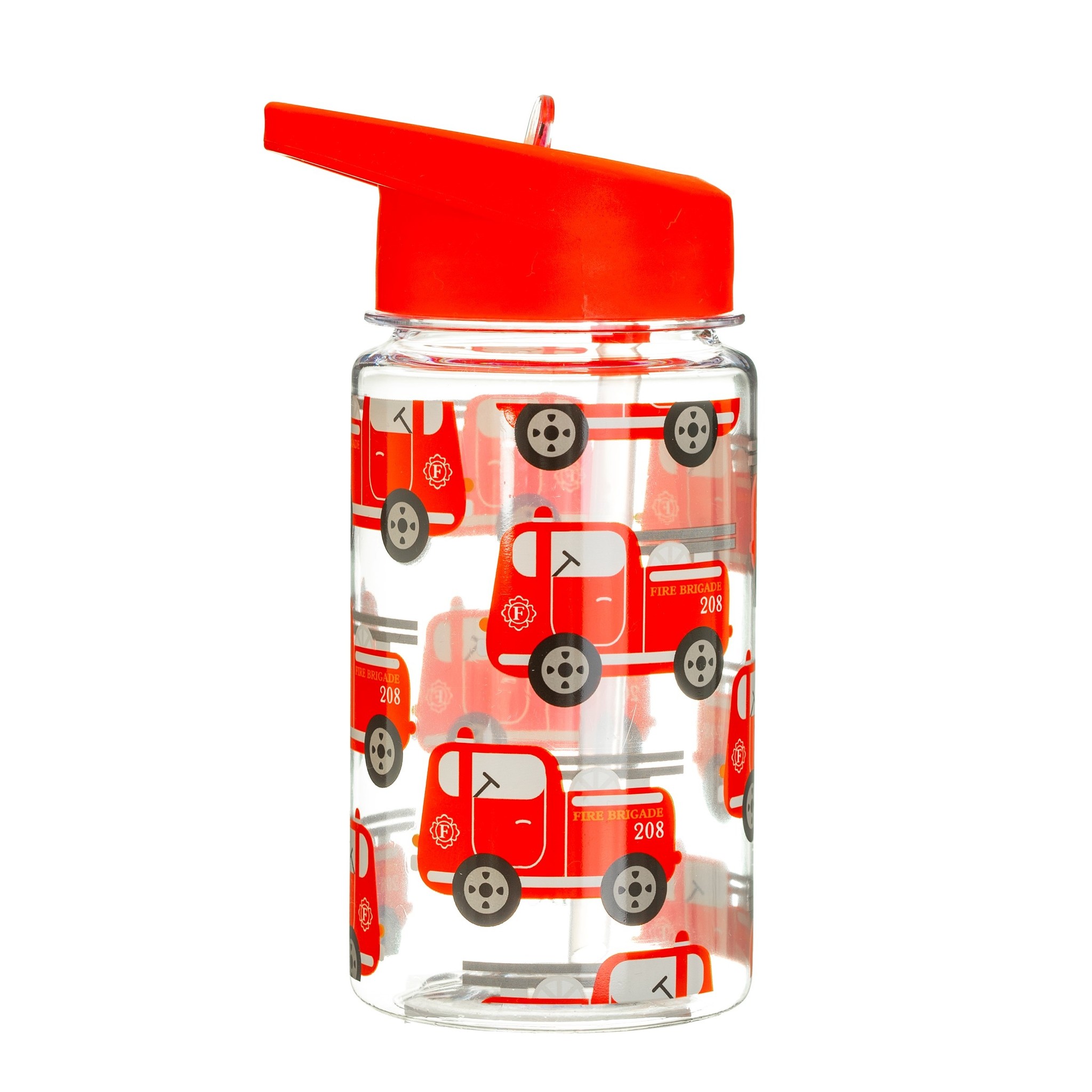 Sass & Belle Trinkflasche mit Strohhalm - Feuerwehr Auto