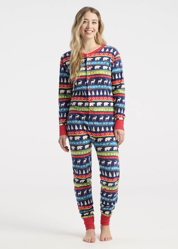 Little Blue House Unisex Union Suit - Navy Fair Isle - Norweger Onesie Bear Bum Blau Little Blue House Unisex Union Suit - Navy Fair Isle - Norweger Onesie Bear Bum Blau
