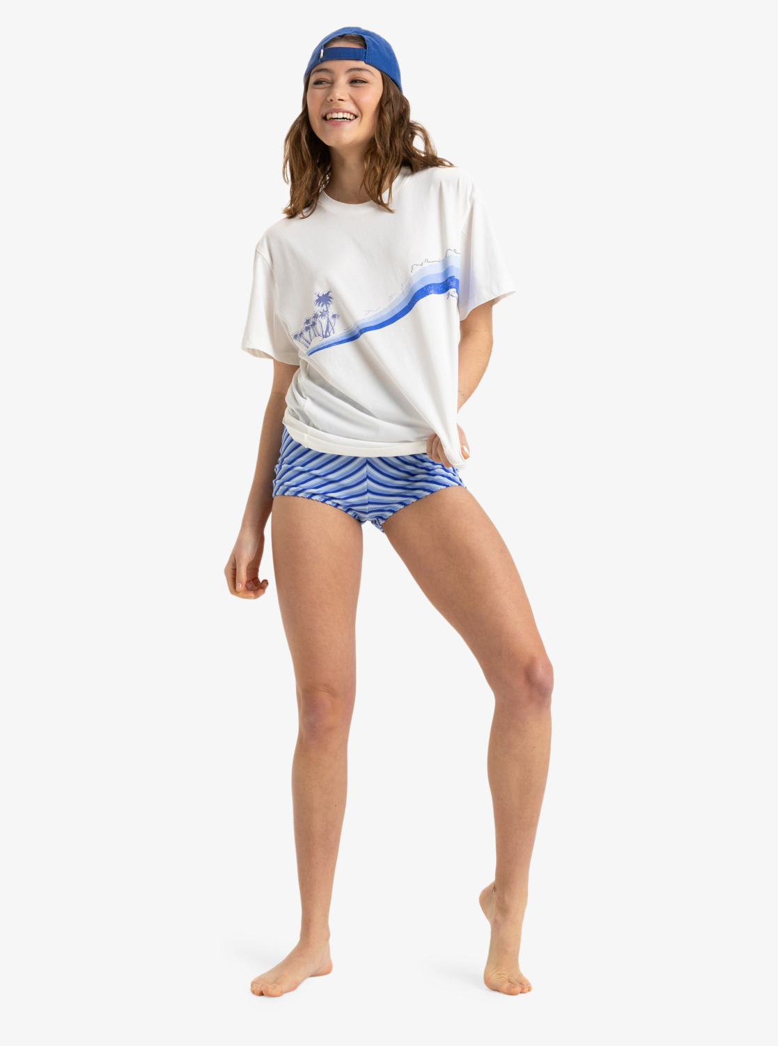 Roxy Hangloose Poster T-Shirt für Frauen in Egret Creme - SALE
