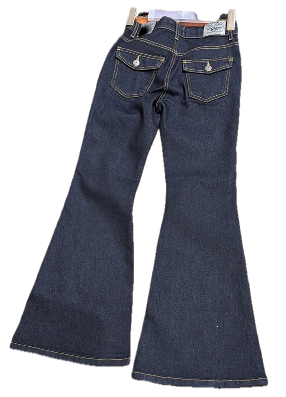 Blue Effect Girls Flared Jeans in Clean Rinsed Dunkelblaues Denim mit Retro Taschen 