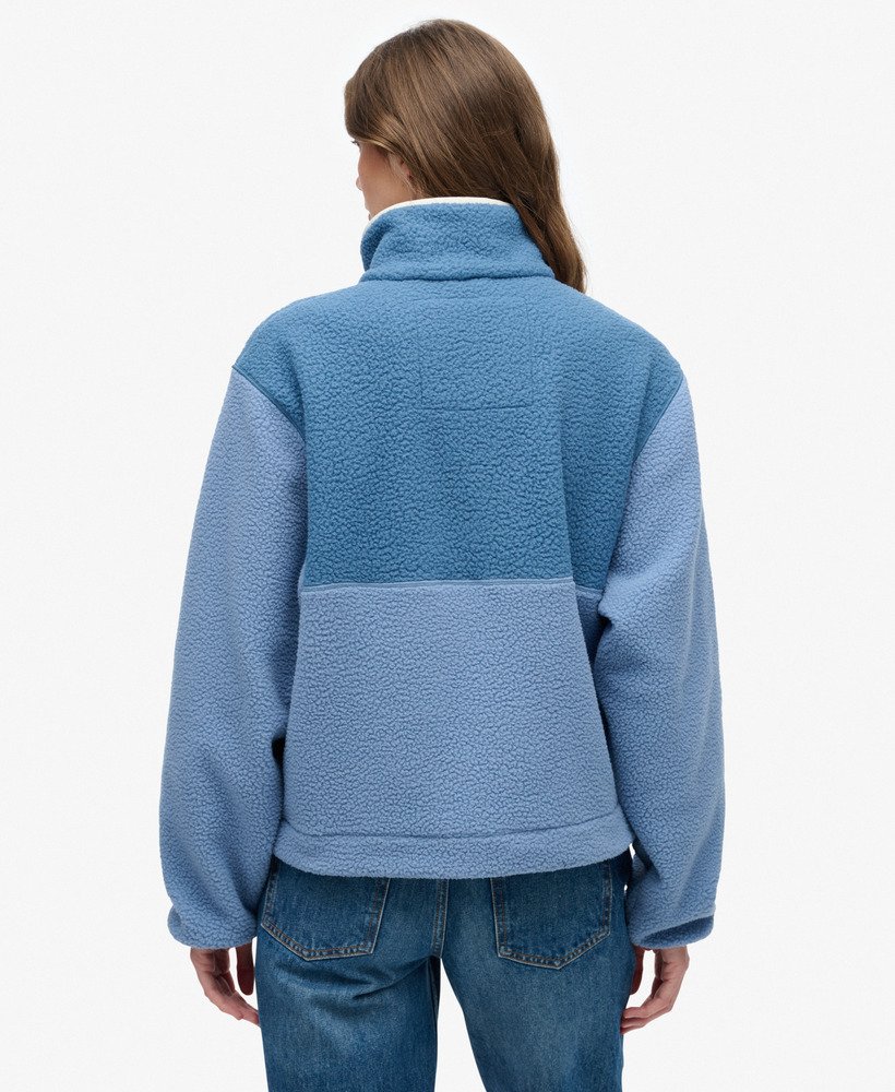 Superdry Damen Fleece-Pullover - Colour Block in Blau Superdry Damen Fleece-Pullover - Colour Block in Blau