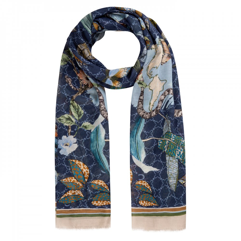 21016812-BLU6_21016812_BLU6_HF_G Codello Seidentuch EARTH MONOGRAM PRINT in Navy - SALE