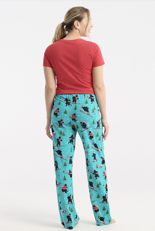 Little Blue House Damen Pyjama Hose in Blau - Wild Winter Sports - Wildes Skifahren & Eishockey