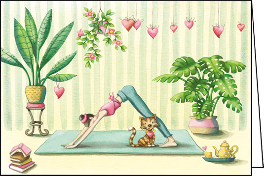 Edition Gollong Grußkarte mit Glitzer - Alles Gute zum Geburtstag - Yoga mit Katze Edition Gollong Grußkarte mit Glitzer - Alles Gute zum Geburtstag - Yoga mit Katze