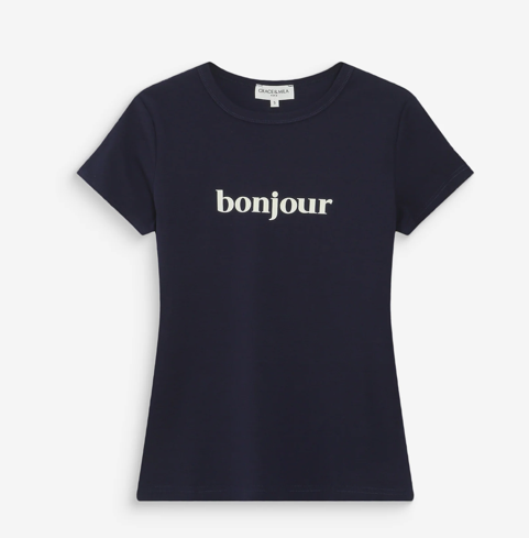 Grace & Mila T-Shirt BONJOUR bedruckt - Marine Vigee Grace & Mila T-Shirt BONJOUR bedruckt - Marine Vigee
