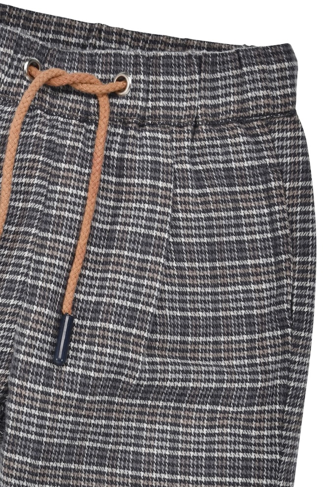 Bondi Weiche Webhose Kariert Check in Navy & Stone