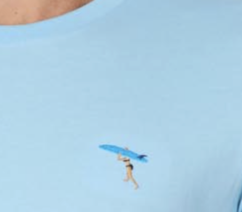 Ragwear NEDDIS Herren T-Shirt in Hellblau mit Stickerei - Surfer
