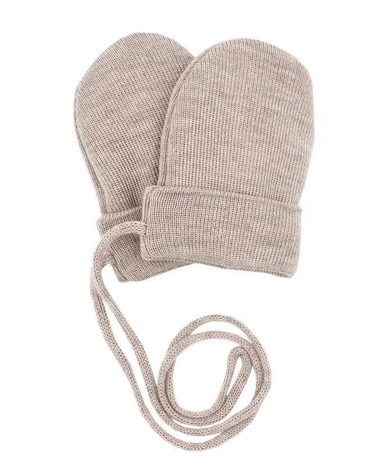 maximo Baby-Fäustlinge aus Baumwollstrick ohne Daumen in Buche Meliert – Made in Germany 