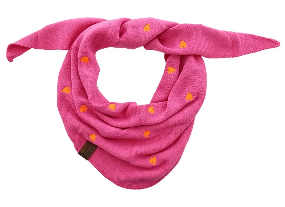 LOT83 Mini-Schal 12 Pink mit Orange Herzen Allover 