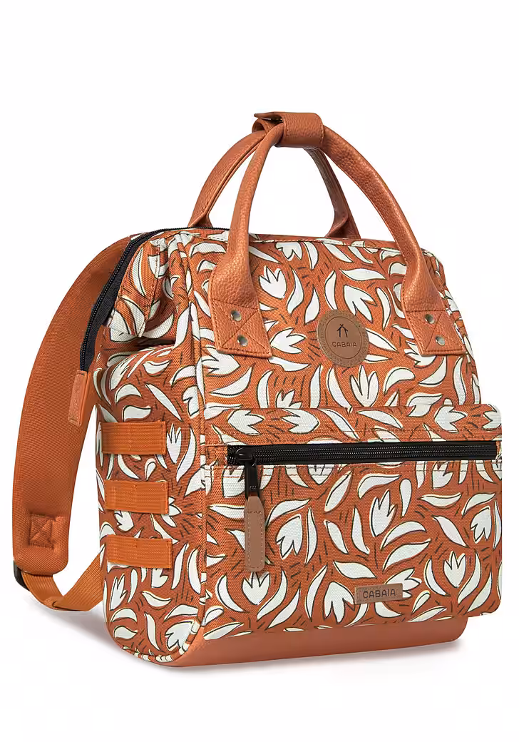 Cabaia Rucksack SUMATRA Small (mit Laptop-Fach) in Camel Blätter Design