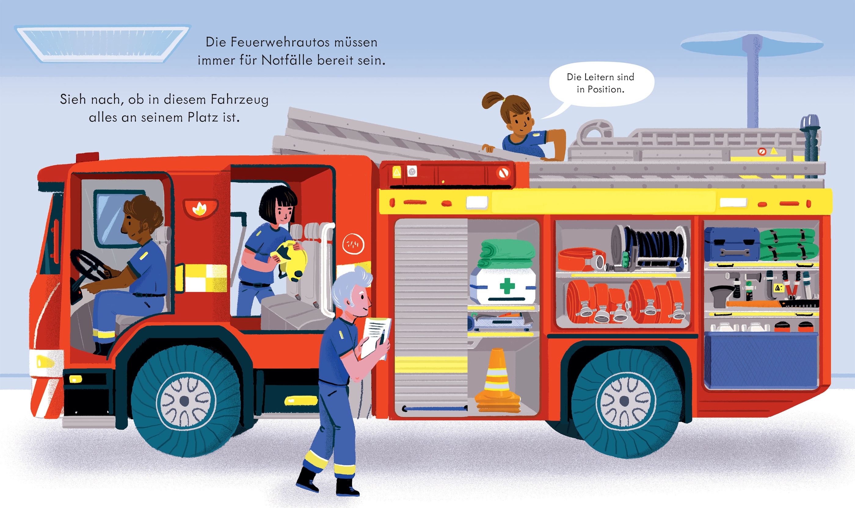 9781789415582_spread_image Usborne Guck mal, wie das funktioniert! Die Feuerwehr - Klappbuch