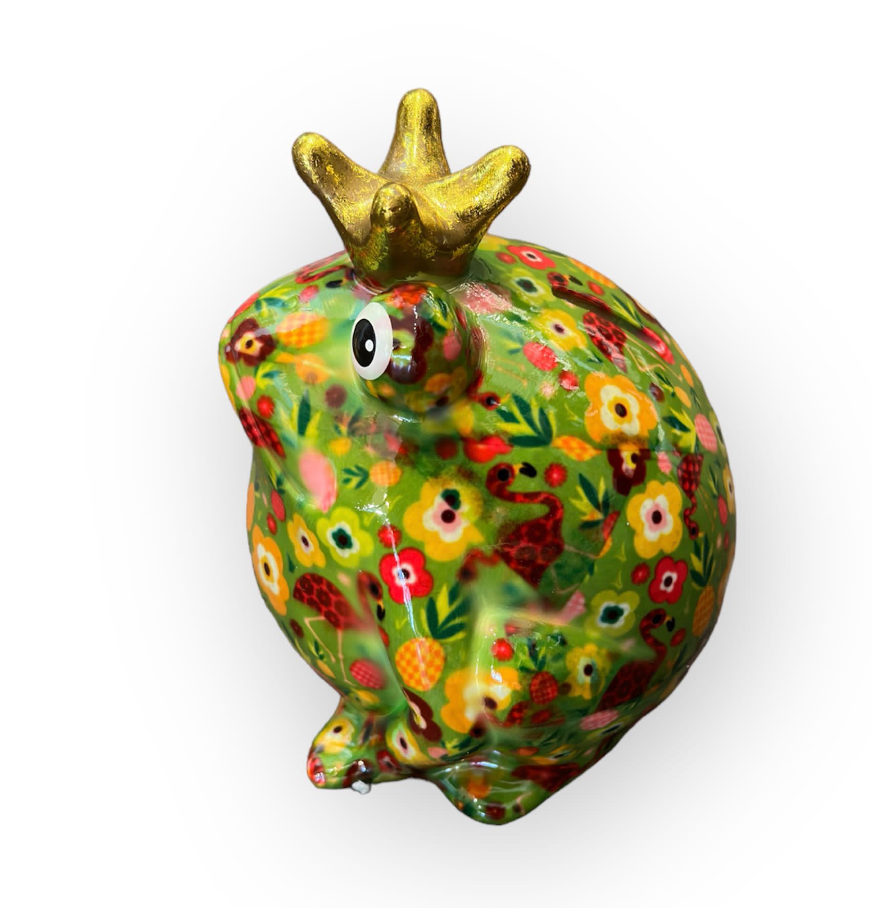 Pomme pidou Spardose Frosch Freddy Edition Grün - Grün mit Flamingos