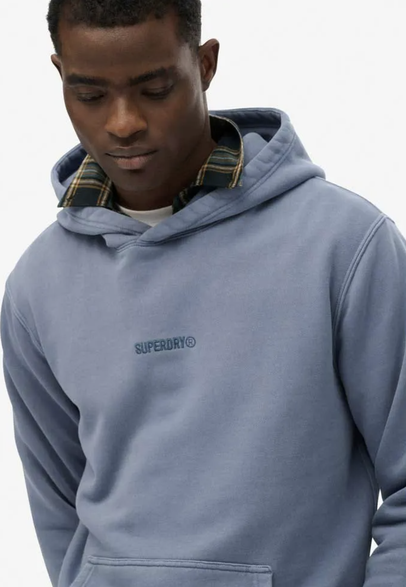 Superdry Herren Kapuzenpullover Micro Logo in Blau/Grau Superdry Herren Kapuzenpullover Micro Logo in Blau/Grau