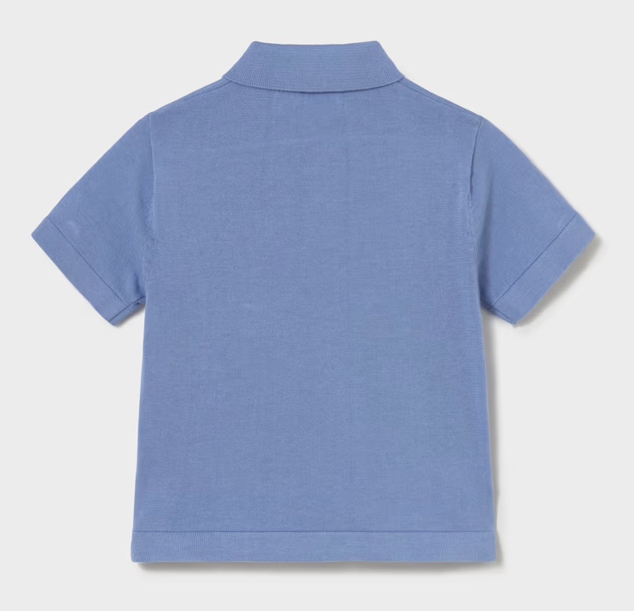 Mayoral Kurzarm Polo Strickpulli mit Kragen und Tasche in Rauchblau Mayoral Kurzarm Polo Strickpulli mit Kragen und Tasche in Rauchblau