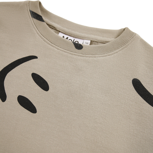 Molo Monti GOTS Bio-Baumwolle Pullover Moon Traveller Taupe - Smileys