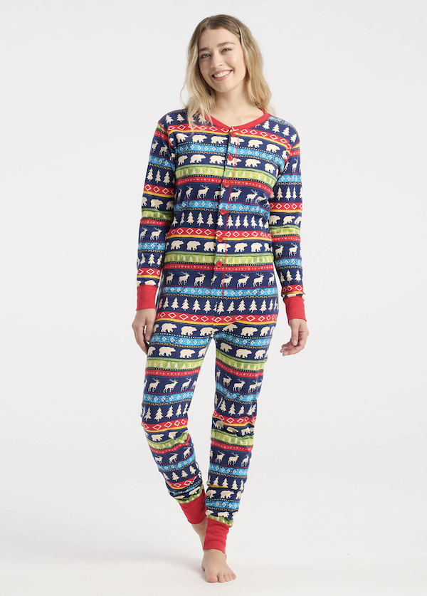 Little Blue House Unisex Union Suit - Navy Fair Isle - Norweger Onesie Bear Bum Blau Little Blue House Unisex Union Suit - Navy Fair Isle - Norweger Onesie Bear Bum Blau