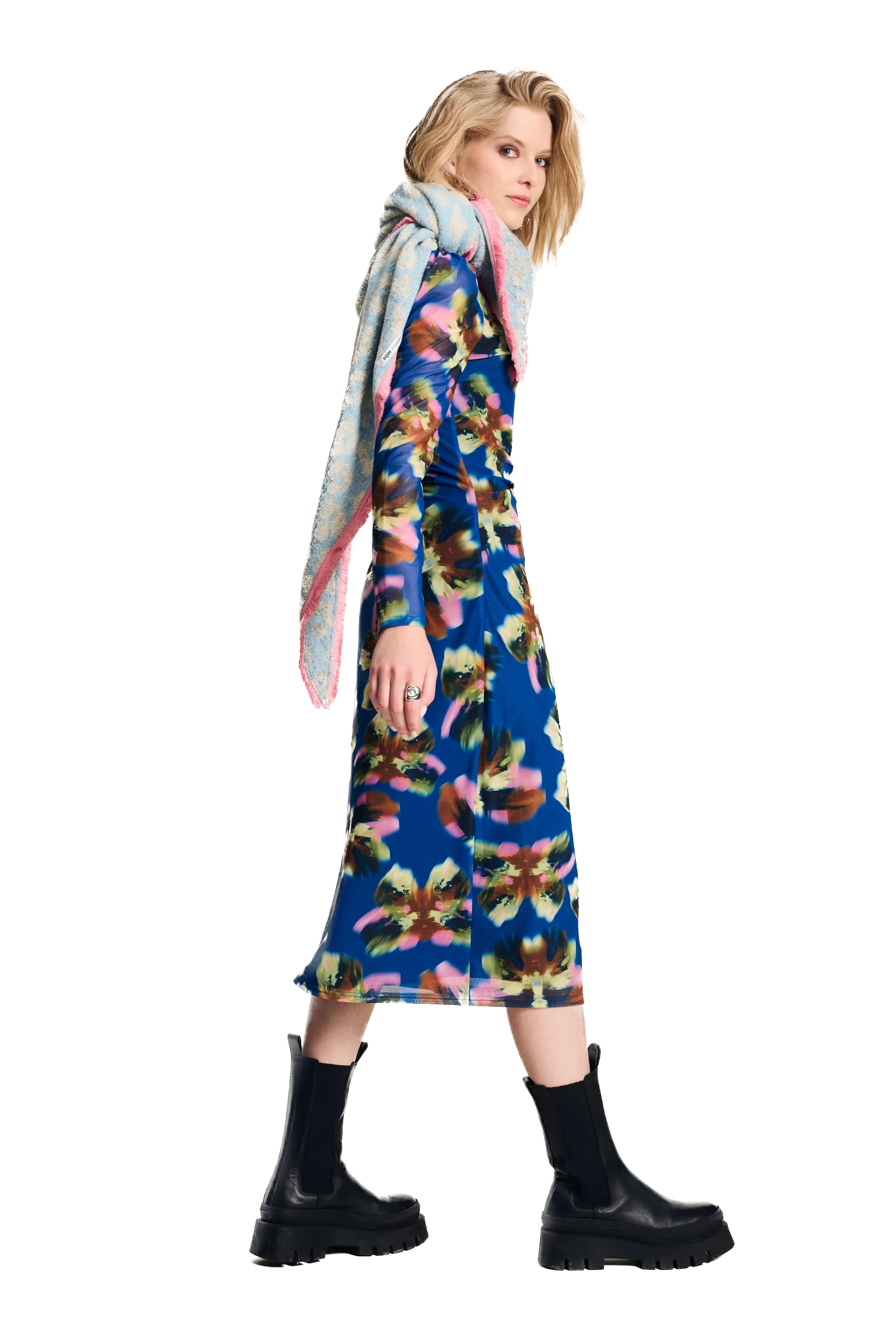 POM Amsterdam Dreieckstuch SHAWL - Animal Blue Ecru - SALE