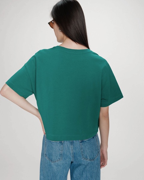 Grace & Mila Oversized cropped T-Shirt VOSS mit Slogan BELLA VITA - Grün