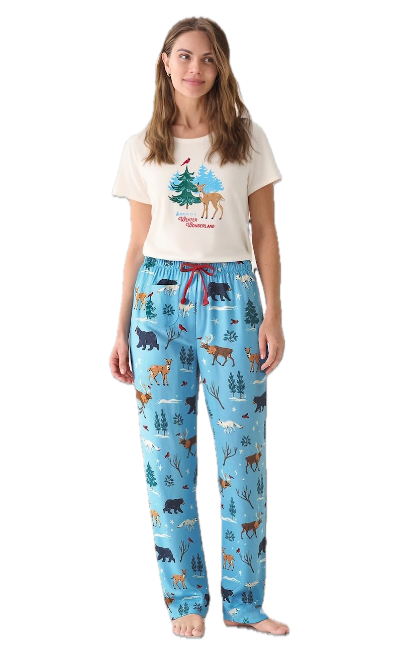 Little Blue House Women's Winter Wonderland Pyjama T-Shirt Damen – Kurzarm Schlafshirt aus 100 % Baumwolle Little Blue House Women's Winter Wonderland Pyjama T-Shirt Damen – Kurzarm Schlafshirt aus 100 % Baumwolle
