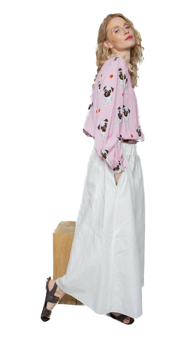 Emily van den Bergh Langarm Bluse in Pink - Hundeliebe - Pug