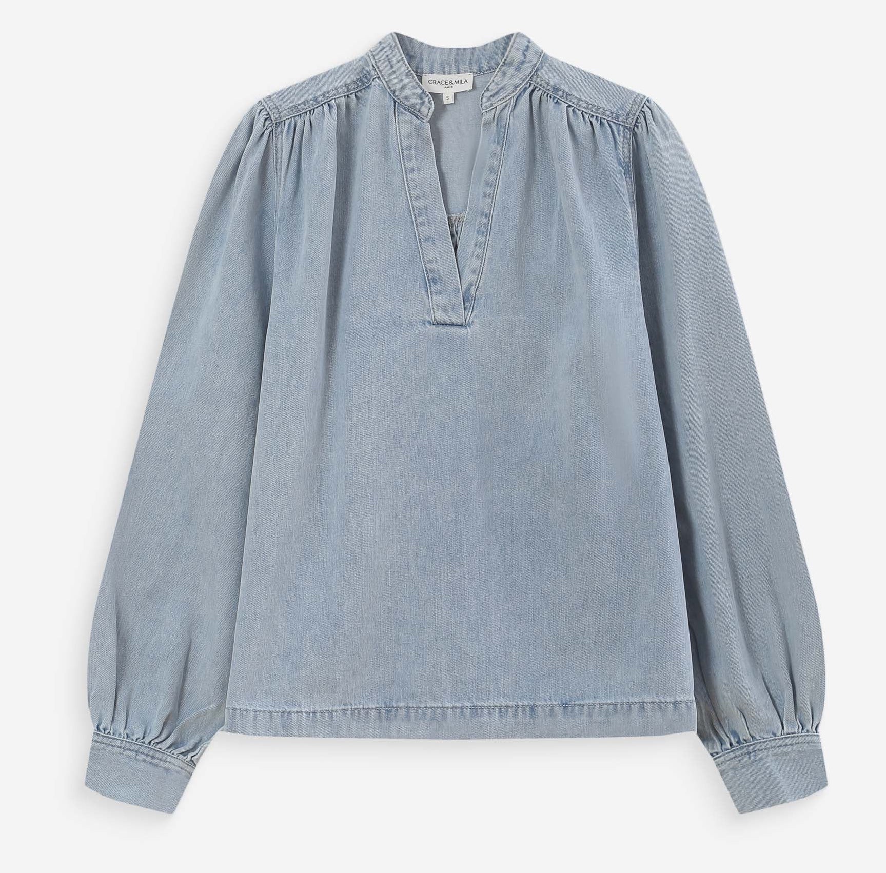 Grace & Mila Valory Denim Jeans Bluse in Skyblue Grace & Mila Valory Denim Jeans Bluse in Skyblue