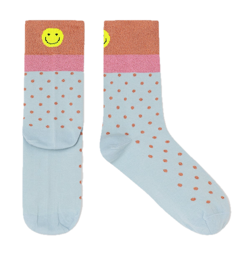 Dr Bloom Spotted Socken in Himmelblau - Punkte & Smileys Dr Bloom Spotted Socken in Himmelblau - Punkte & Smileys