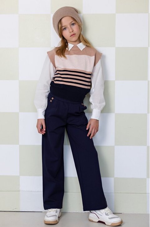 nono-meisjes-broek-palazzo-saida-navy-blauw NONO Culotte Wide Leg Viskose Hose in Navy