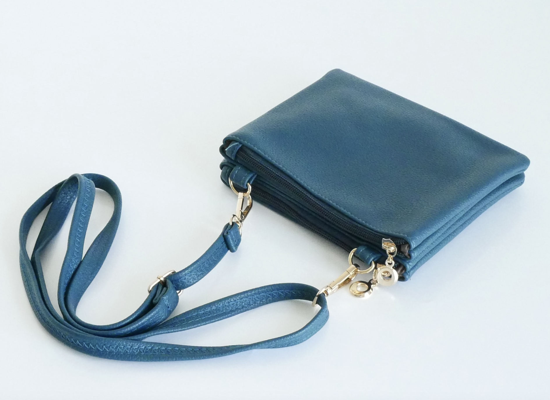 KisMe Kunstleder Umhängetasche Twinbag - uni Petrolblau
