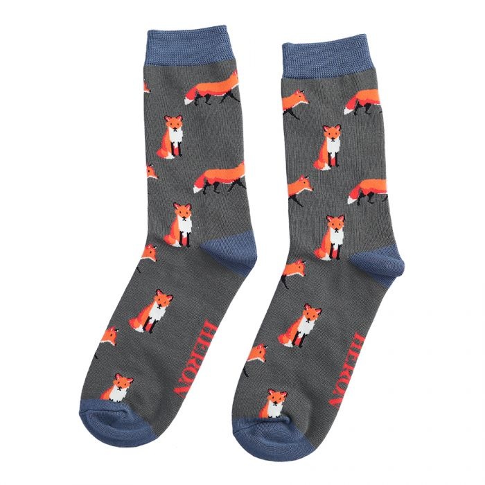 Mr Heron Bambus Socken in Grau Foxes - Fuchs