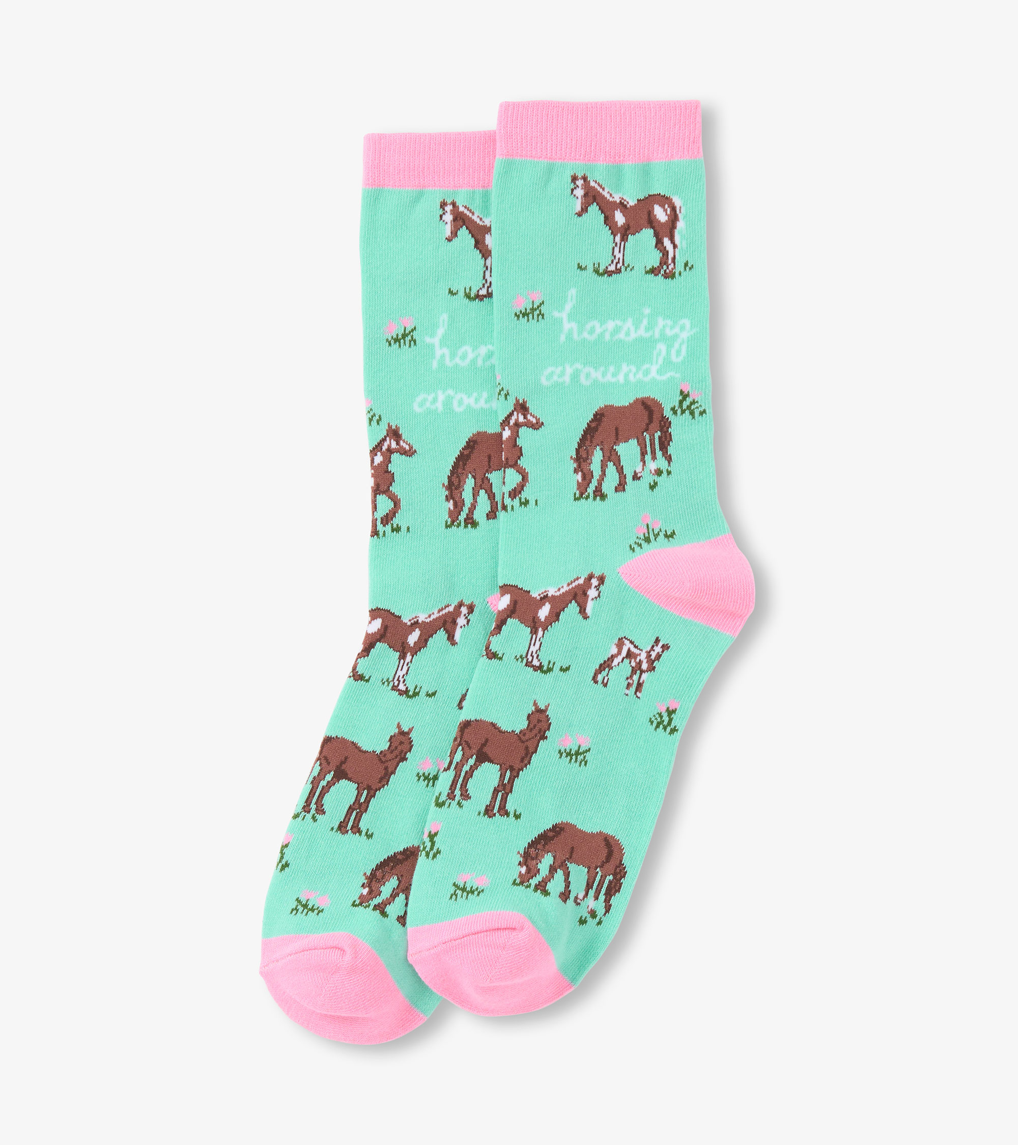 Little Blue House Damen Socken in Pink & Grün - Horsing Around - Pferde Little Blue House Damen Socken in Pink & Grün - Horsing Around - Pferde