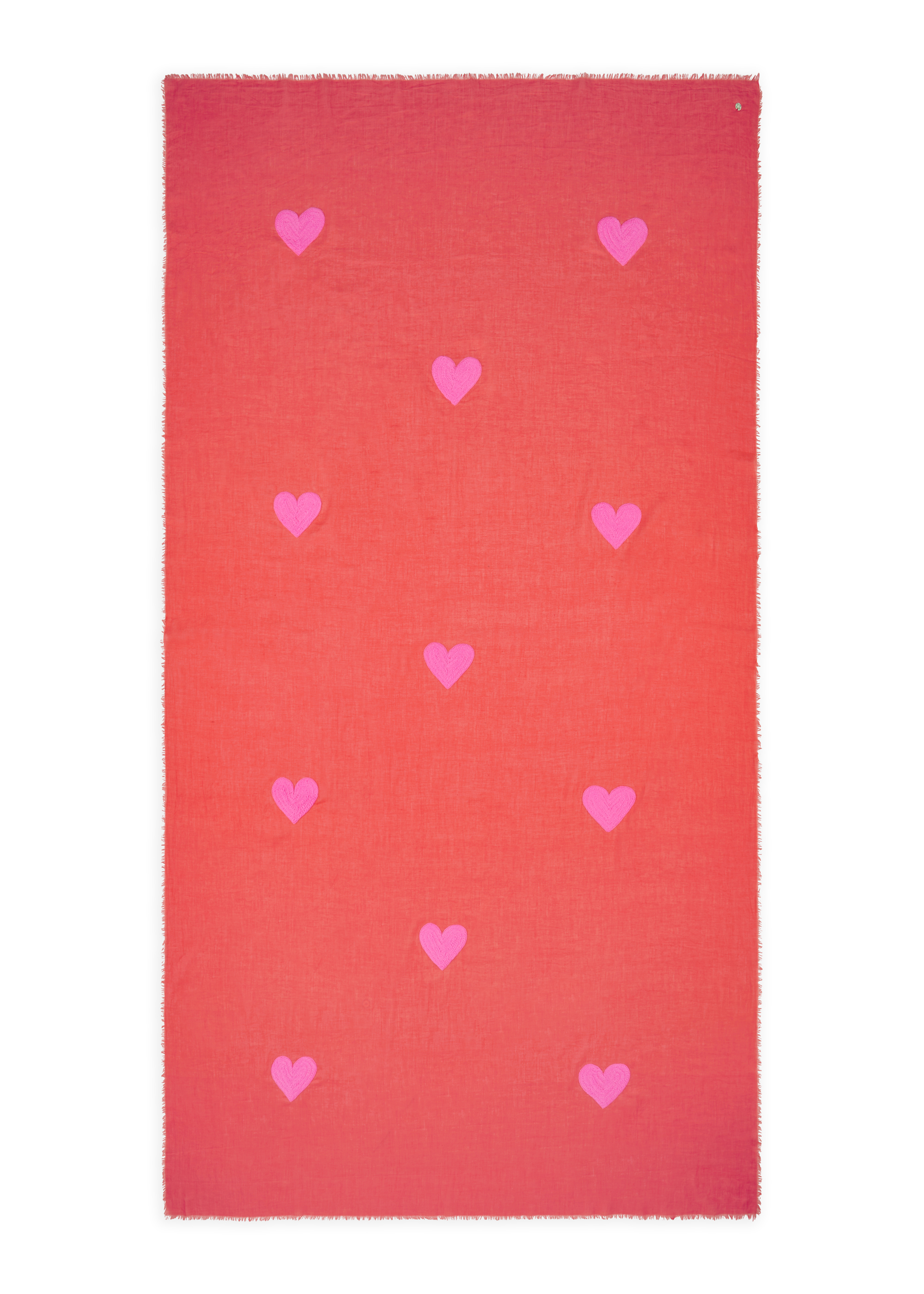 Codello Schal aus Baumwolle mit bestickten Herz-Motiven - Rot
