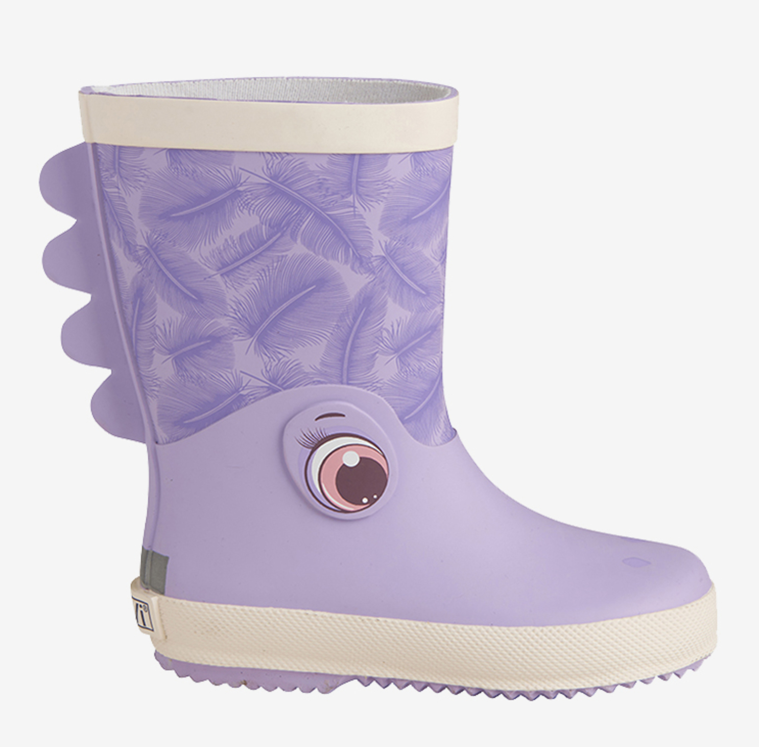 320152_6731_B CeLaVi Gummistiefel in Lila mit Augen und Federn