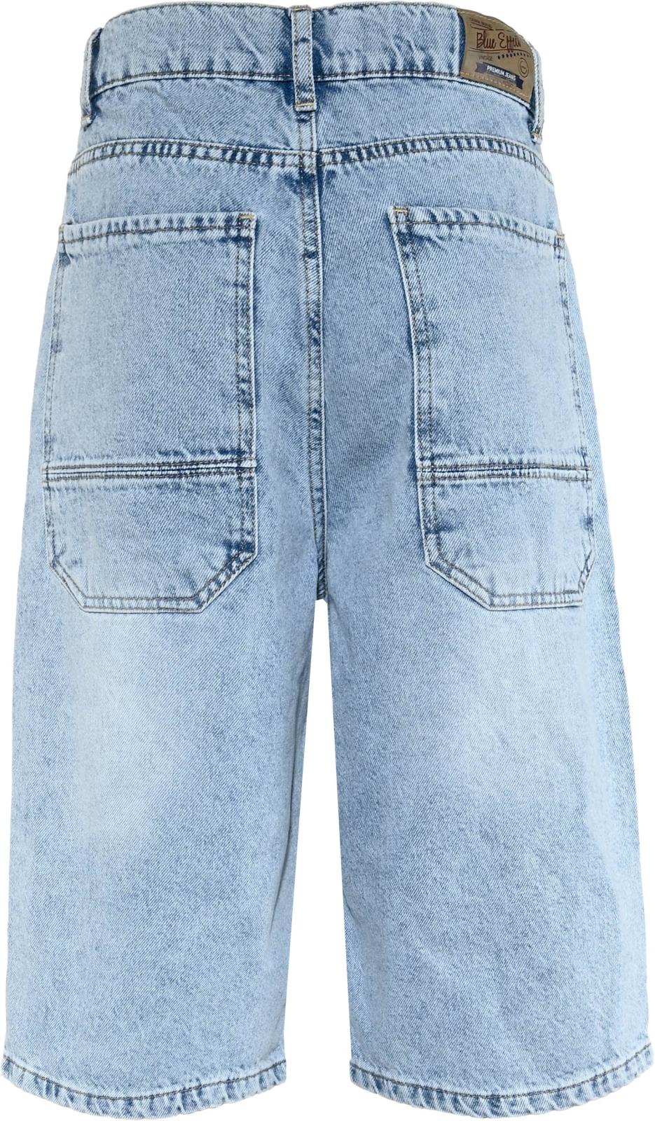 Blue Effect Jungs Long Skater Short in Blue Bleached Blue Effect Jungs Long Skater Short in Blue Bleached