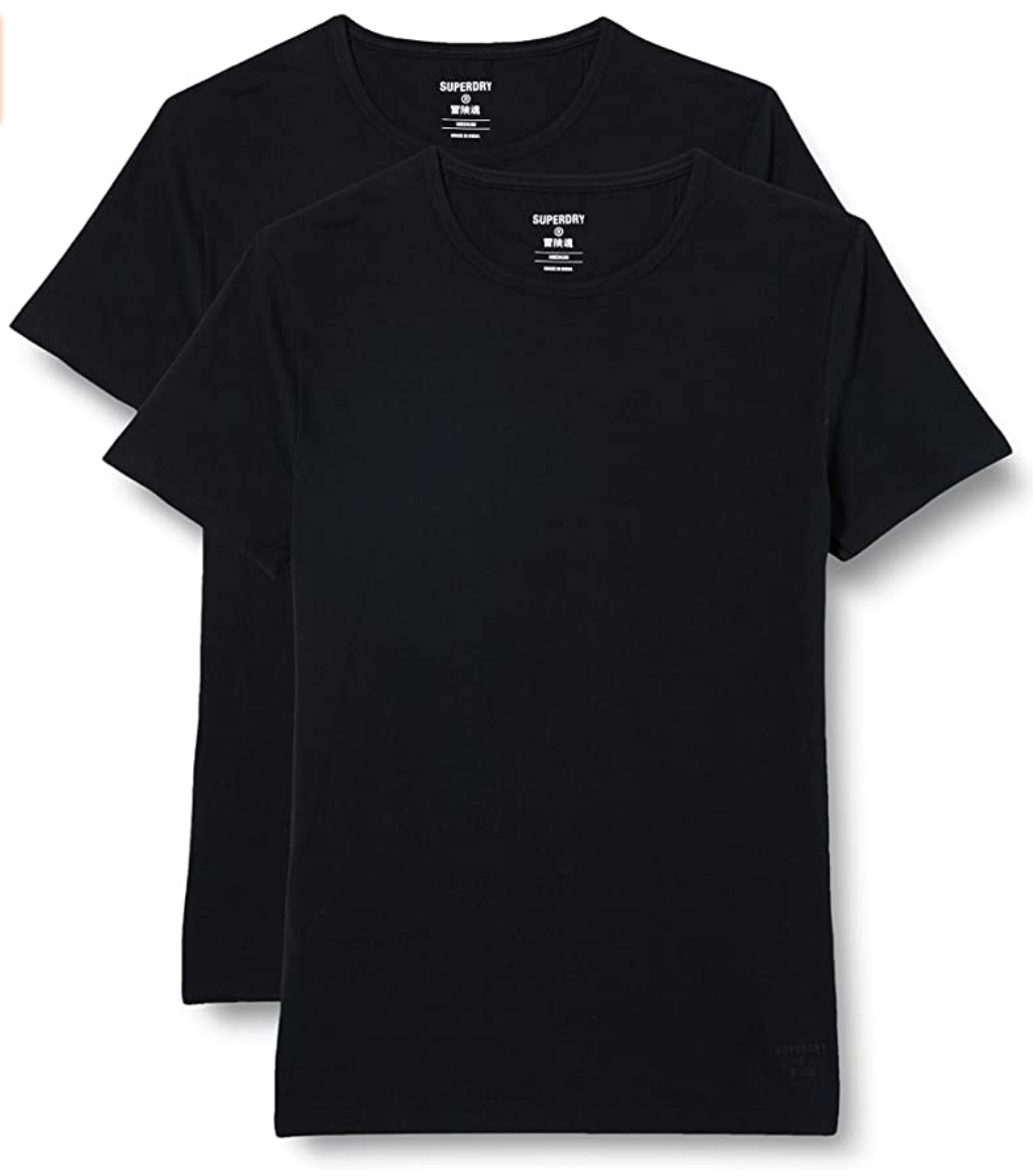 Superdry Kurzarm Unterhemd in schwarz als Doppelpack