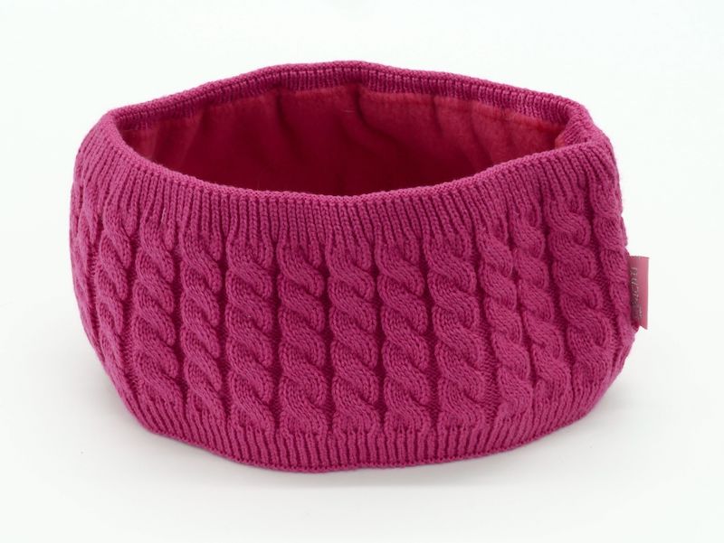 KisMe Strick Stirnband mit Fleece Futter - Kabelstrick Pink