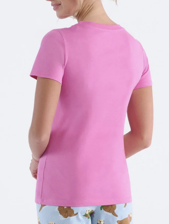 Little Blue House Damen Pajama T-Shirt in Rosa Otterly Exhausted - Happy Otters Little Blue House Damen Pajama T-Shirt in Rosa Otterly Exhausted - Happy Otters