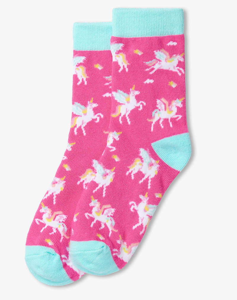 Little Blue House Kinder Socken in Pink - Regenbogen Pegasus