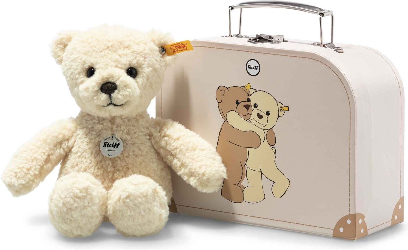 Steiff Teddybär Mila in Vanille im Koffer 21 cm – Kuscheltier zum Verschenken